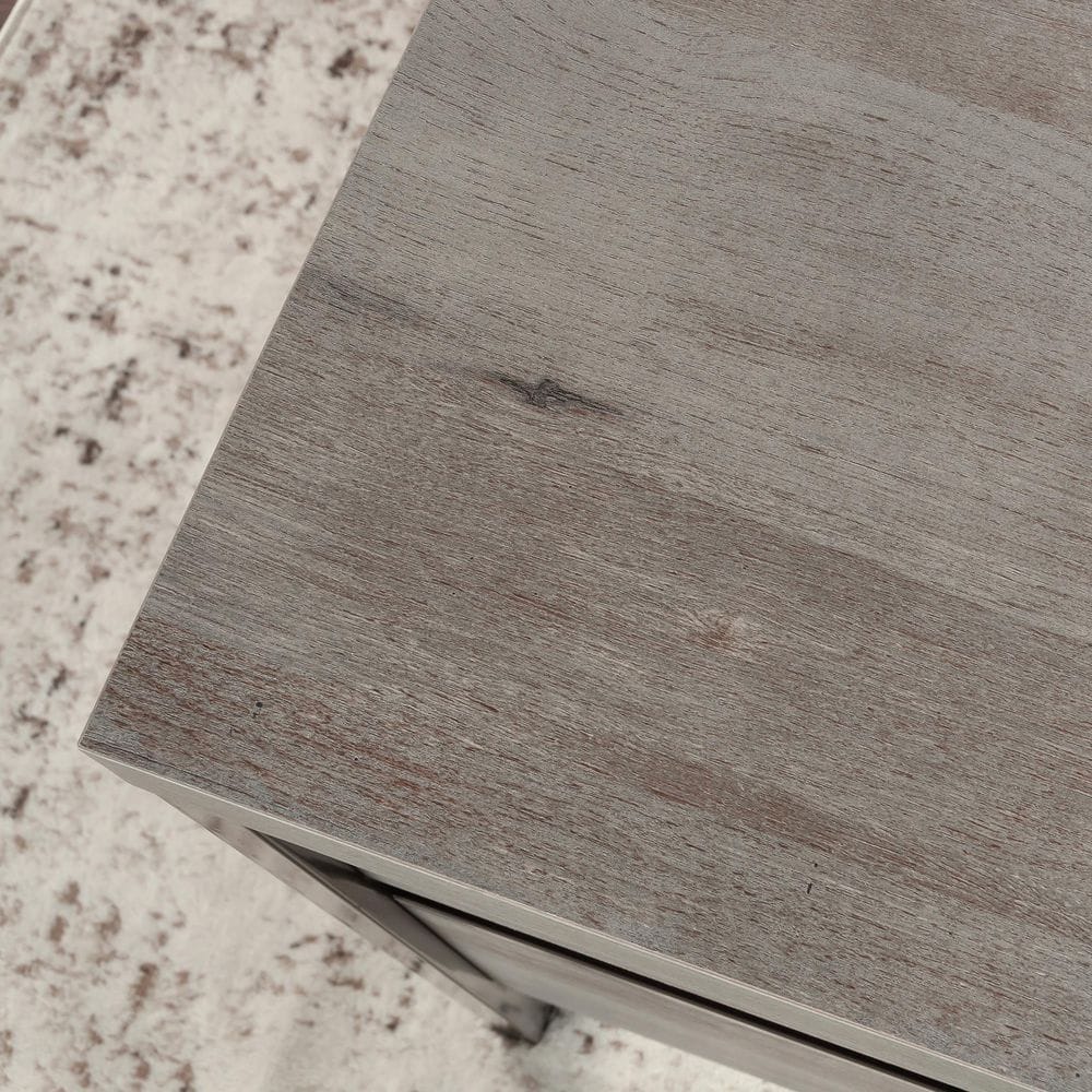 Mystic Oak Gray Executive Desk with Drawers and Keyboard Tray