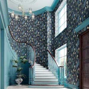 Resplendence Navy Nonwoven Paper Paste the Wall Removable Wallpaper