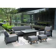 6-Piece Aluminum Patio Fire Pit Seating Set with Bruce Dark Gray Acrylic Cushions