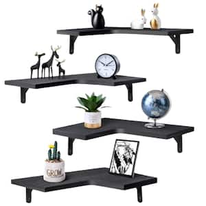 0.6 in. W x 16 in. D Black Wall Mounted Wood Shelves Composite Decorative Wall Shelf (Set of 4)