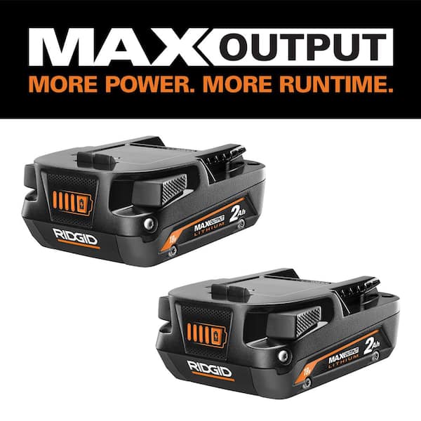 RIDGID 18V Lithium-Ion MAX Output 2.0 Ah Battery (2-Pack)