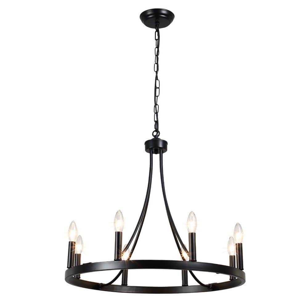 HLJYNJM 8-Light Black Hanging Candlestick Farmhouse Linear Wagon