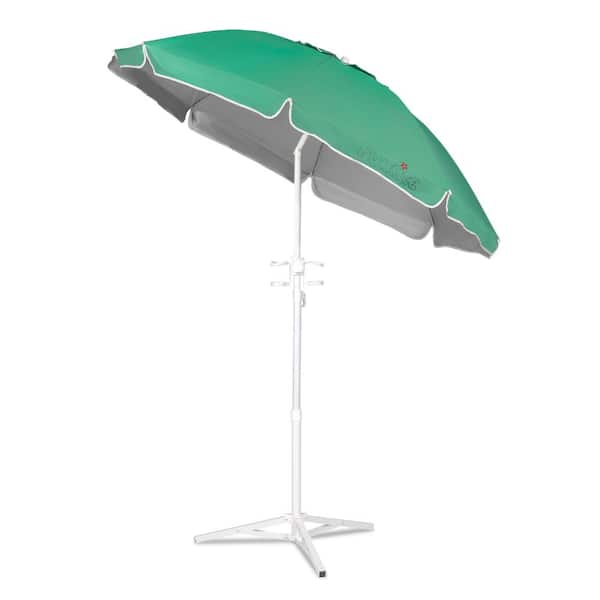 6 ft green patio umbrella GARSING 6.5-ft Steel Green Push-button Tilt Market Patio Beach Umbrella  Funsite-6.5Ft-Green