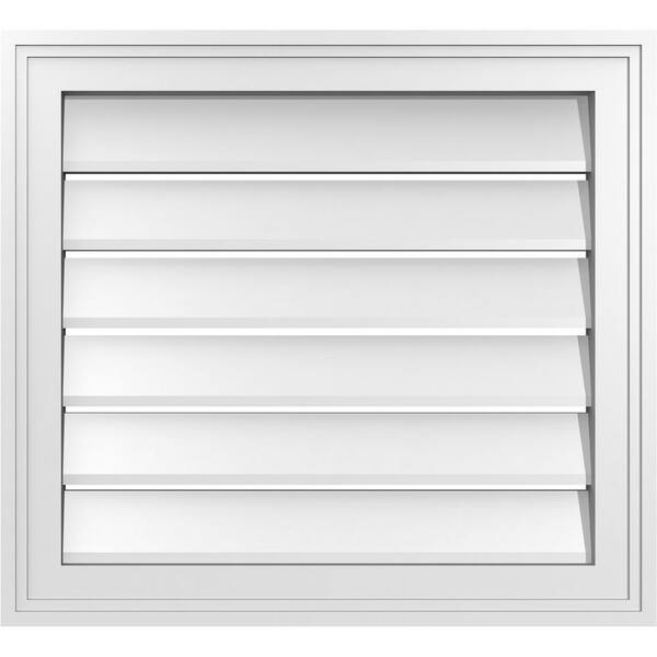 Ekena Millwork 22" x 20" Vertical Surface Mount PVC Gable Vent: Functional with Brickmould Frame