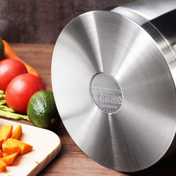 8 Quart Matte Polished Nickel Free Stainless Steel Stock Pot with Lid No Non Stick Coating Induction Safe