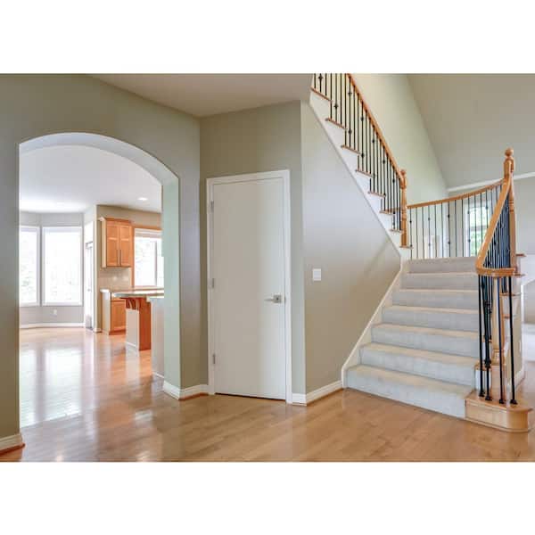 24 in. x 80 in. Right-Handed Solid Core White Primed Composite wood Single Prehung Interior Door Panel Satin Nickel