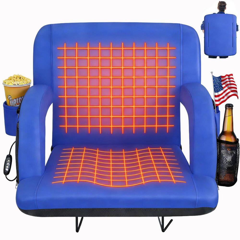"1PCS 25"" Heated Stadium Seat with Back Support, USB Folding Bleacher Chair with Cushion & Pockets" price history on PriceWatchPro