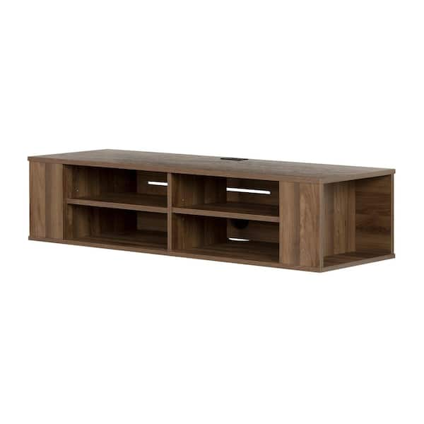 South Shore City Life 50 in. Natural Walnut Particle Board TV Stand 54 in. with Cable Management