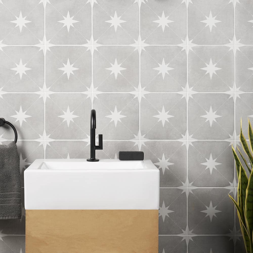 Polaris 9x9 Gray Matte Porcelain Floor and Wall Tile