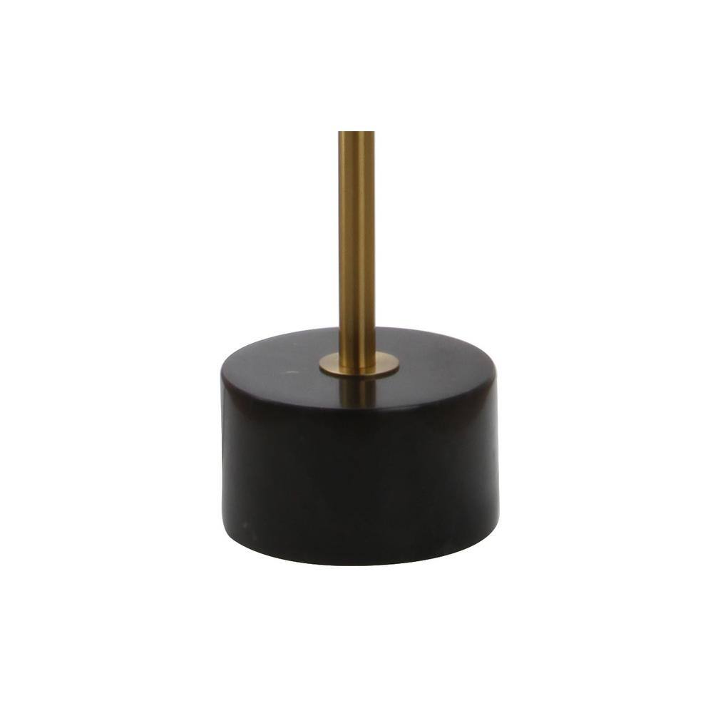 Elegant Brass and Black Marble Adjustable Floor Lamp with Linen Shade