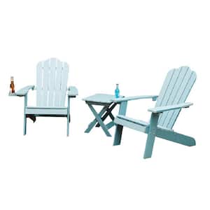 Isabella Blue 3-Piece Resin-Soaked Wood Outdoor Bistro Set with Adirondack Chair and Coffee Table
