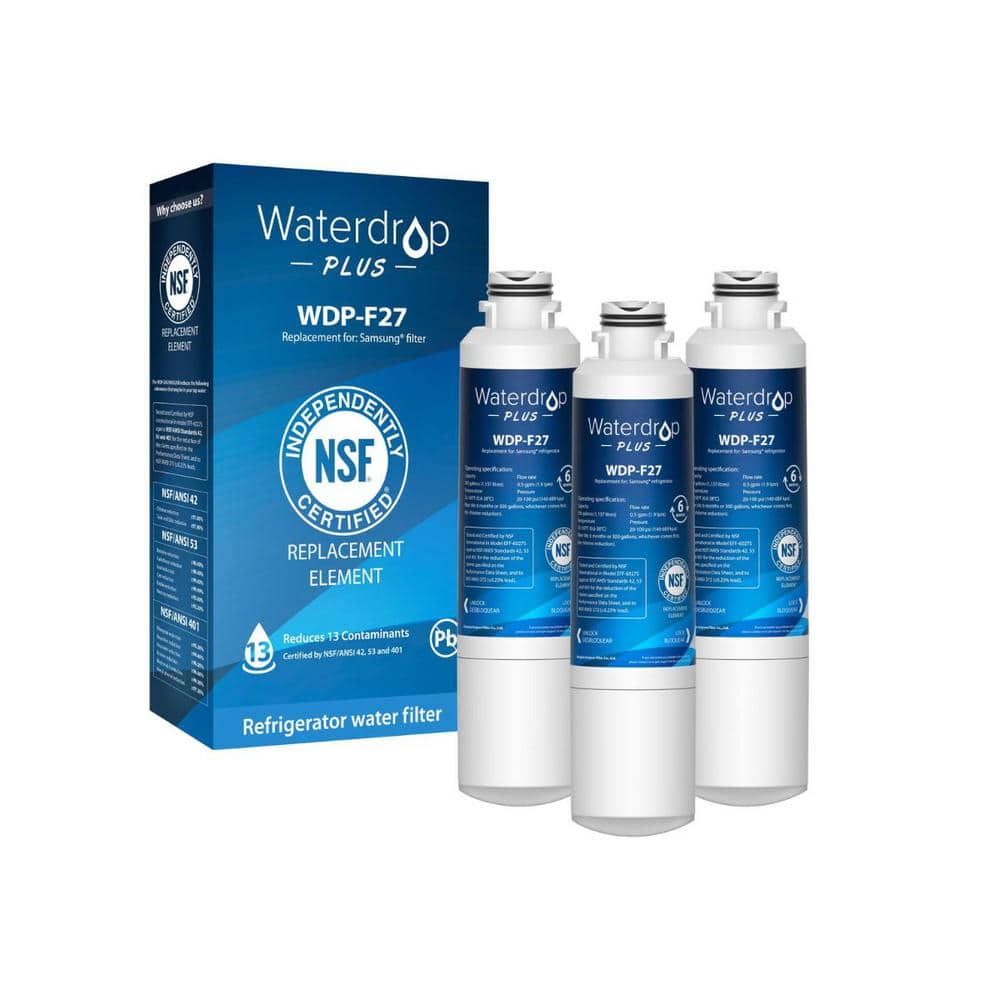 Waterdrop Plus DA29-00020B NSF401&53&42 Certified Refrigerator Water Filter, Replacement for SamSung DA29-00020B, HAF-CIN, 3 Pack -  B-WDP-F27-3