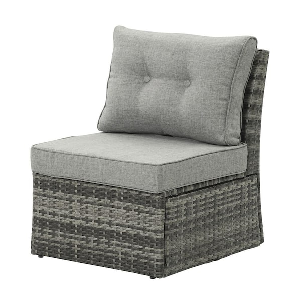 クッション Siavonce Outdoor Wicker Furniture Single Chair with Ottoman