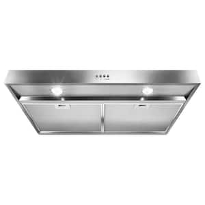 36 in. Ductless Under Cabinet Range Hood with LED Light in Stainless Steel with Full-Width Grease Filters