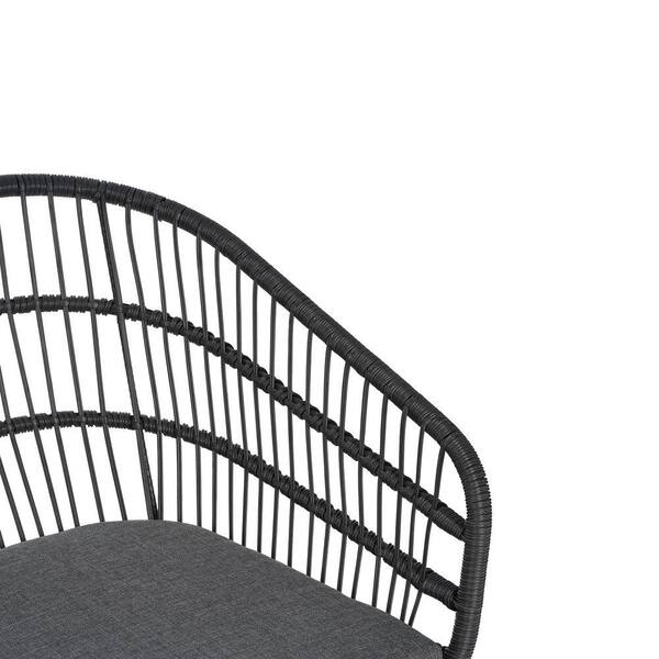 Grey All-Weather Wicker Outdoor Lounge Chair Patio Dining Chair