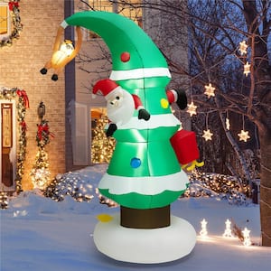 8 ft. x 4.8 ft. Inflatable Christmas Tree with Santa Claus, Blowup Holiday Decoration