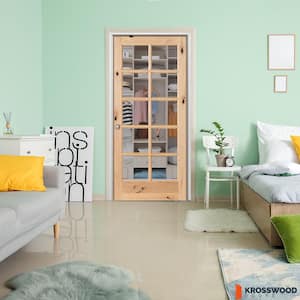 Ready-to-Assemble 28 in. x 80 in. Right-Handed 10-Lite Clear Glass Unfinished Alder Wood Single Prehung Interior Door