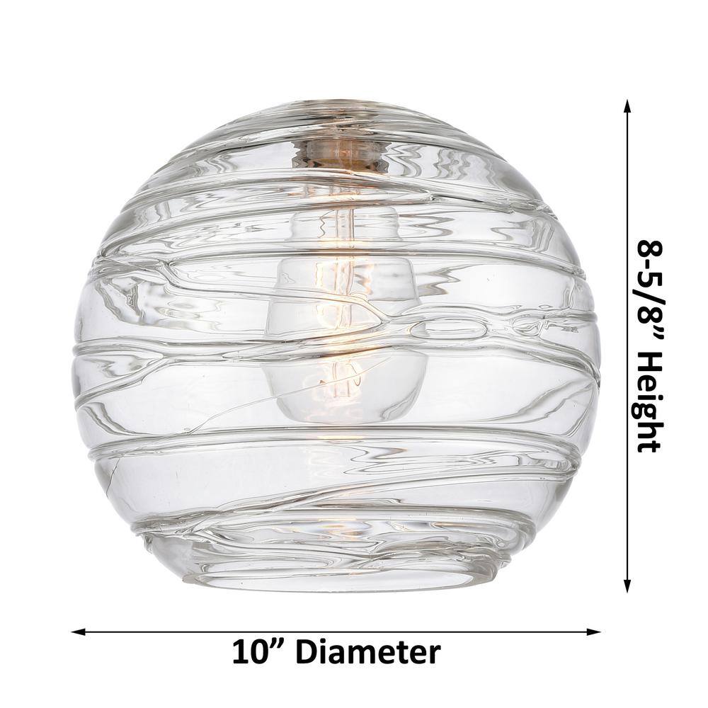Ballston Mini Globe Pendant Light in Matte Black with Clear Deco Swirl Glass
