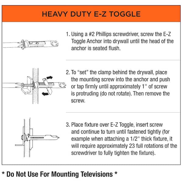 E-Z Ancor Toggle-Lock 100 lbs. 2-1/2 in. Philips Zinc-Plated