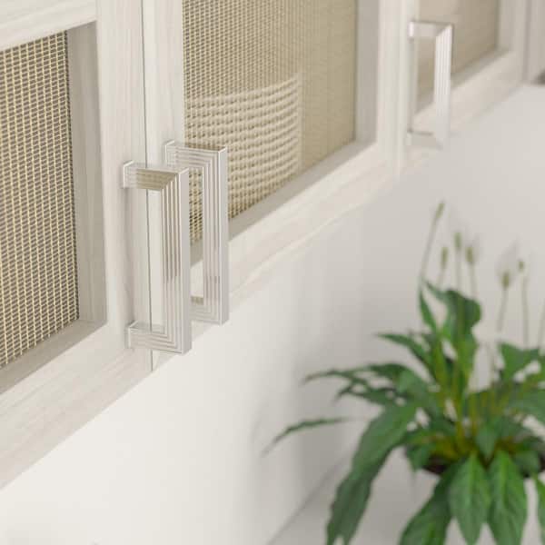 Como Collection 3 3/4 in. (96 mm) Grooved Chrome Transitional Rectangular Cabinet Bar Pull