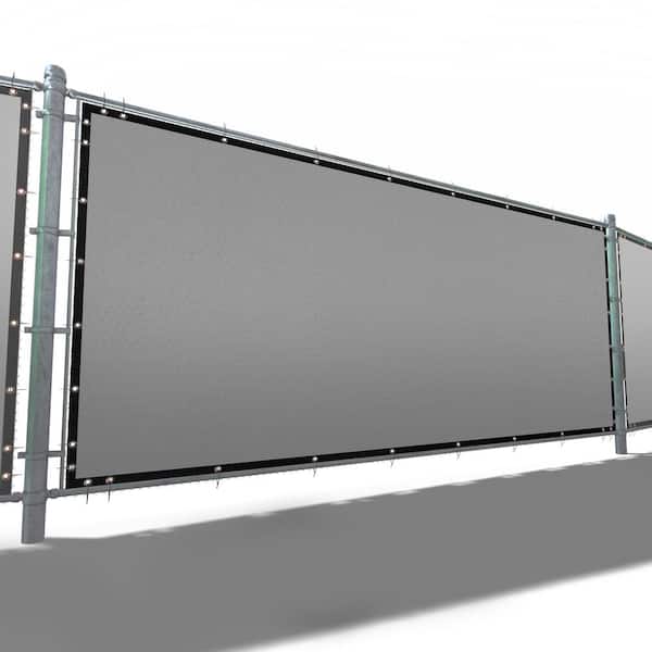 ROYAL SHADE 46 in. x 12 ft. Gray Mesh Fabric Privacy Fence Screen with Perimeter Stitched Edges and Grommets
