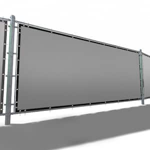ROYAL SHADE 93 in. x 12 ft. Gray Mesh Fabric Privacy Fence Screen with Perimeter Stitched Edges and Grommets