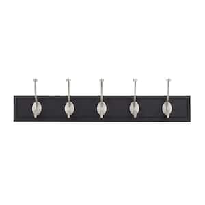 27 in. Black Rack with 5 Satin Nickel Hooks