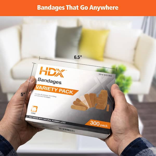 HDX Bandage Variety Pack 300-Count First Aid Kit 52401 - The Home