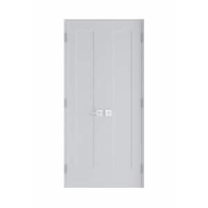 44 in. x 80 in. Bi-Parting Solid Core Primed Composite Double Prehung French Interior Door with Matte Black Hinges