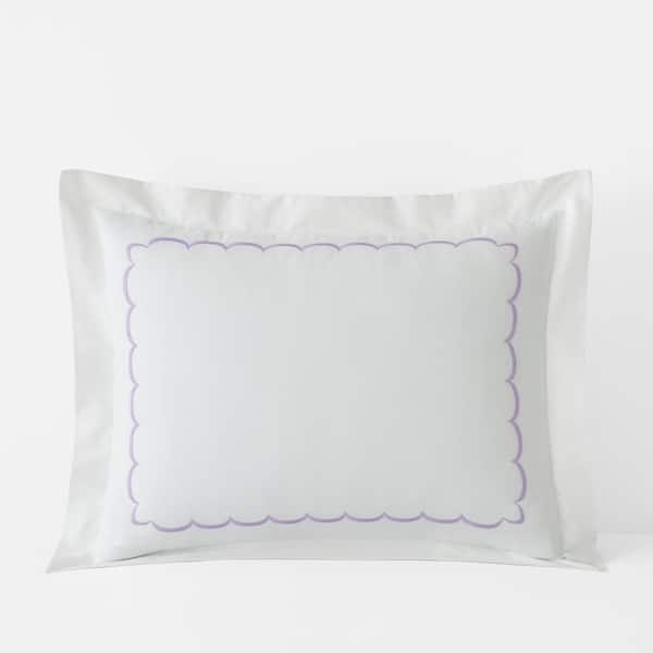 The Company Store Legends Hotel Embroidered Scallop Lavender Geometric Cotton Percale Standard Sham