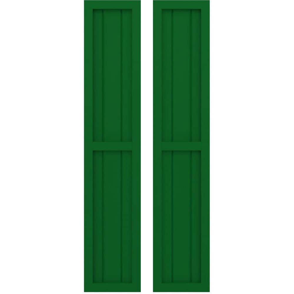 10-1/2 in. W x 66 in. H Americraft 3-Board Real Wood 2 Equal Panel Framed Board and Batten Shutters in Viridian Green price history on PriceWatchPro
