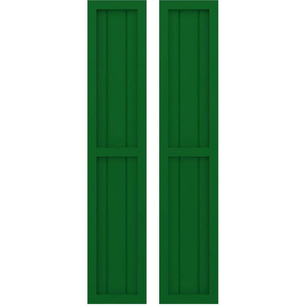 10-1/2 in. W x 81 in. H Americraft 3-Board Real Wood 2 Equal Panel Framed Board and Batten Shutters in Viridian Green price history on PriceWatchPro