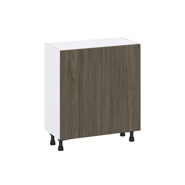30 in. W x 14 in. D x 34.5 in. H Medora Textured Slab Walnut Assembled Shallow Base Kitchen Cabinet with 2 Doors