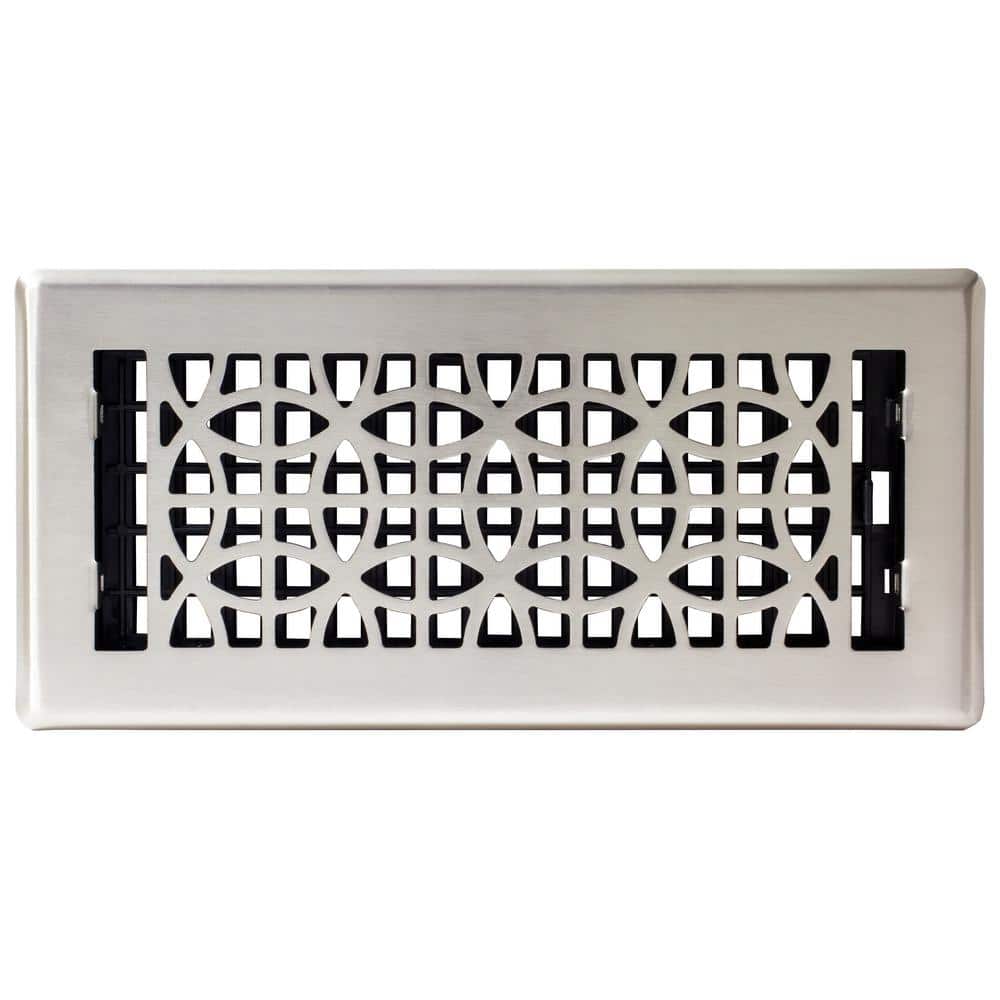 Eclipse Brushed Nickel 4" x 10" Steel Floor Register