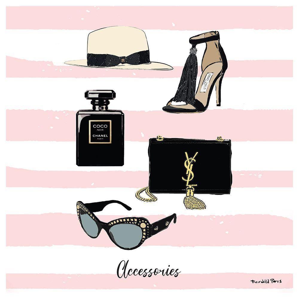 Stylish Fashion Glam Accessories by Fairchild Paris 1 Piece Unframed Canvas Drawing Print 30 in. x 30 in. price history on PriceWatchPro