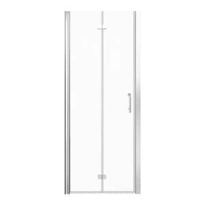 30 in. to 31-3/8 in. W x 72 in. H Semi-Frameless Bi-Fold Shower Door in Chrome Finish with Clear Glass