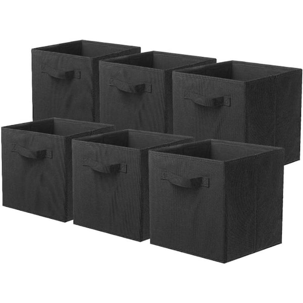 11 in. H x 10.5 in. W x 10.5 in. D  Black Fabric Collapsible Cube Storage Bin, Pack of 6
