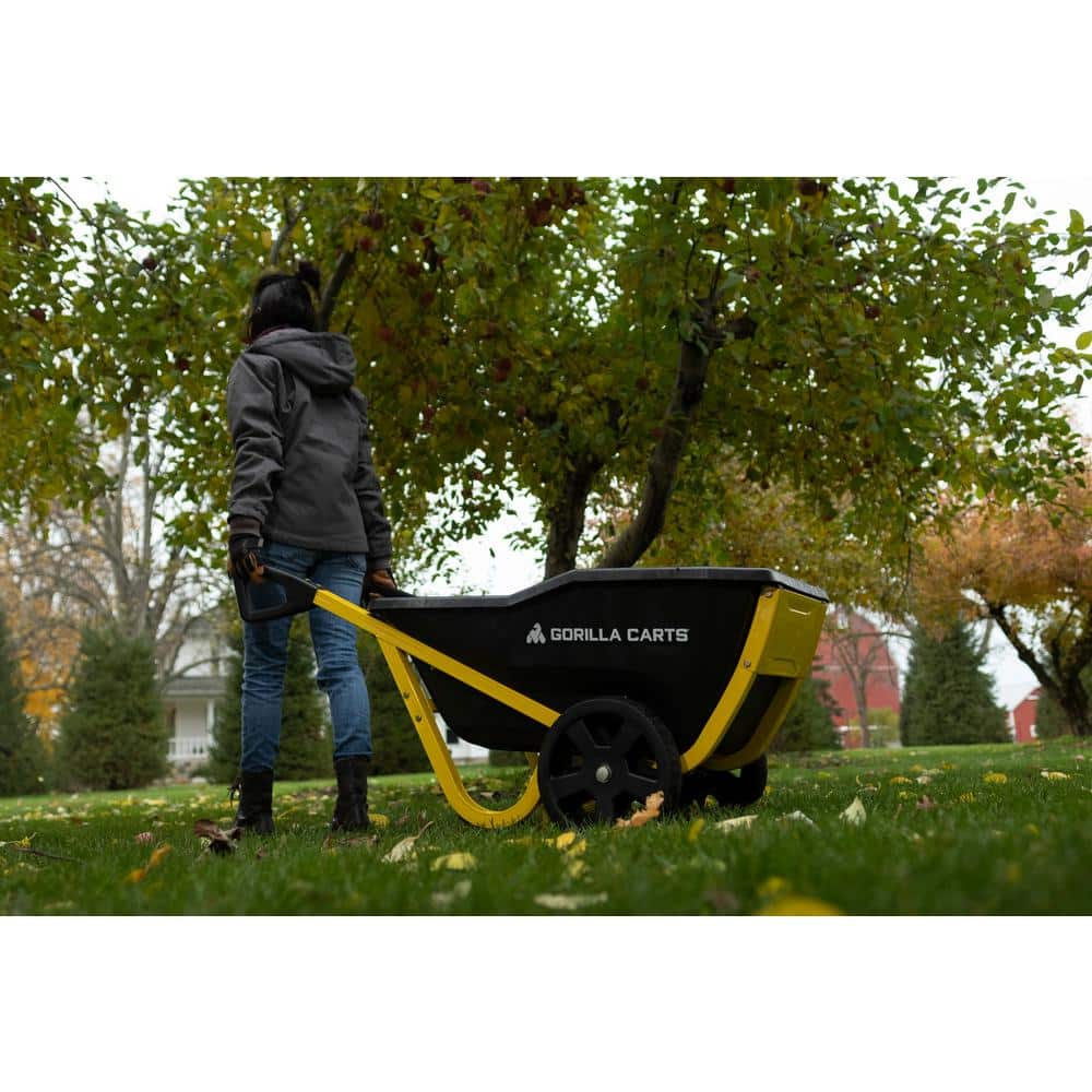 Black and Yellow Poly Yard Cart with Powder-Coated Steel Handles