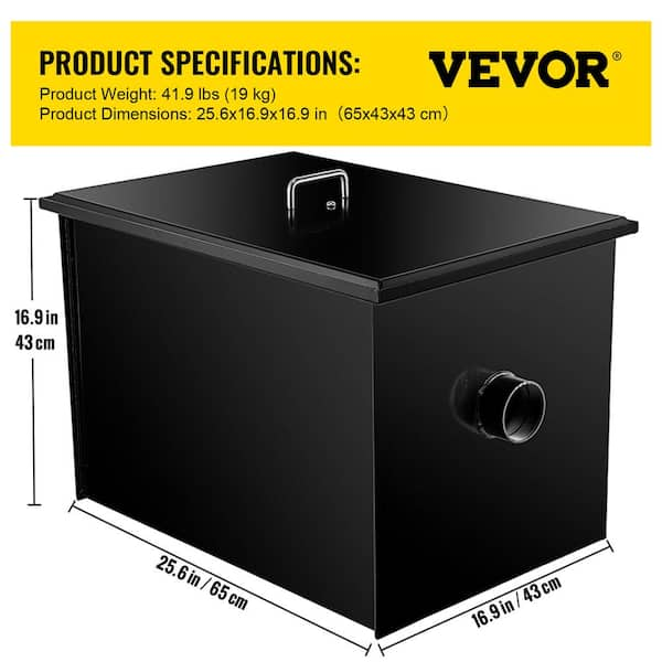 VEVOR Commercial Grease Interceptor Grease Trap 40 lb 20 GPM Steel Interceptor