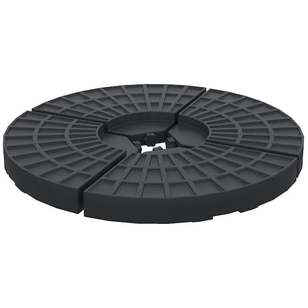 Otryad 4 Pieces Round Patio Umbrella Base, Cantilever Offset Outdoor Umbrella, 52 lbs Water or 112 lbs Sand Capacity in Black
