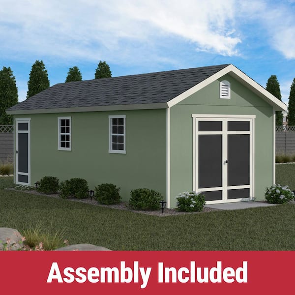 Professionally Assembled Fairfax 10 ft. x 24 ft. Outdoor Wood Shed with Side Door, and Black Shingles (240 sq. ft. )