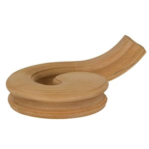 7735 Unfinished Red Oak Right-Hand Volute Stair Hand Rail Fitting
