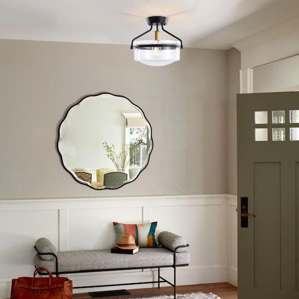 ZJVAIVE 13.3 in. 1-Light Black Modern Semi-Flush Mount Ceiling