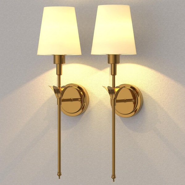 6 in. Gold LED Wall Sconce, Rechargeable Wall Light with Remote and 9 Color Modes for Bedroom or Living Room(2-Pack)