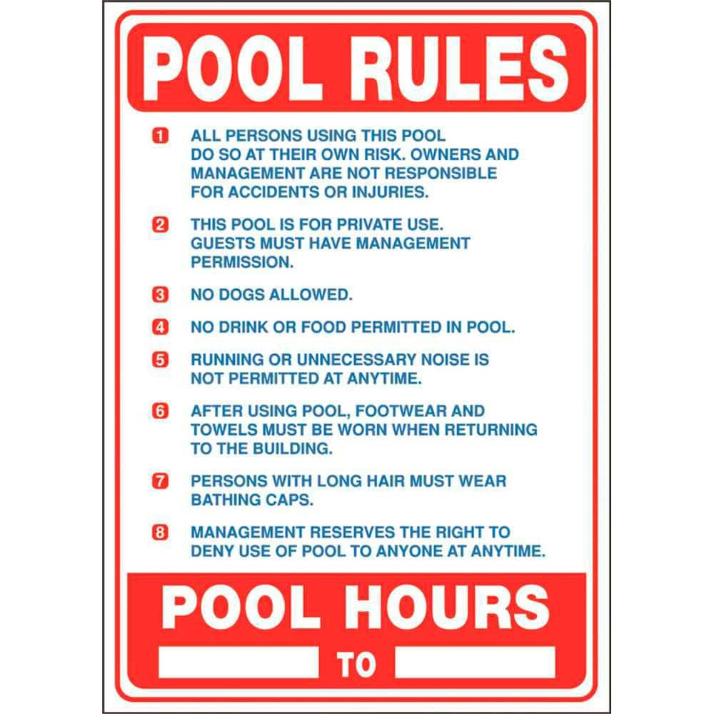 27 in. x 19 in. Pool Rules Pool Sign 20411 - The Home Depot