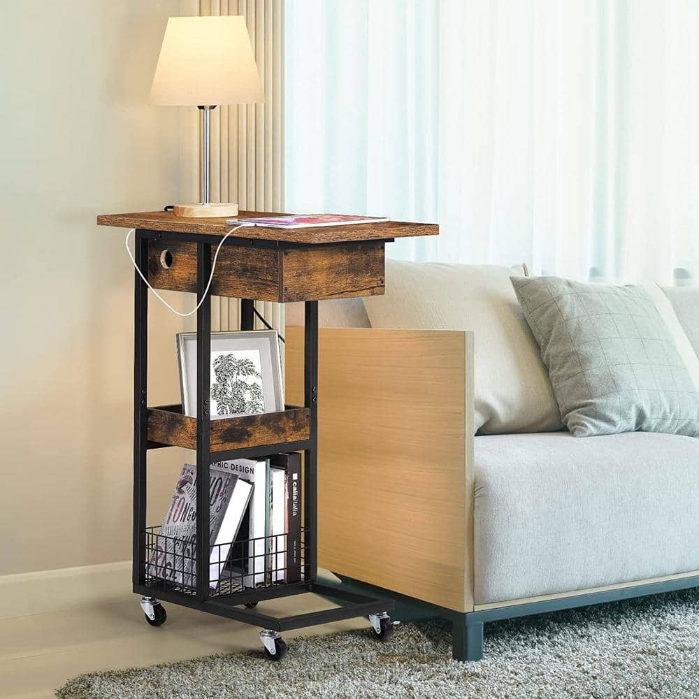 End table with wheels and storage discount