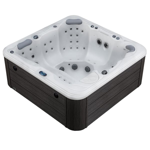 AquaLife Destination 5-Person 59-Jet 80-Port 4-Pump 240 V Lounger Hot Tub, Waterfall Arch, Bluetooth Stereo