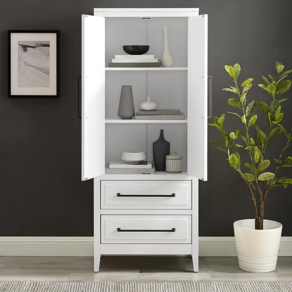 Genevieve Freestanding White Office Storage Cabinet with Adjustable Shelving