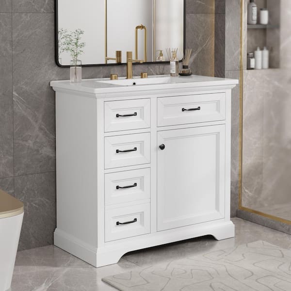 Runesay 36 in. Freestanding Black Solid Frame Bath Vanity Cabinet