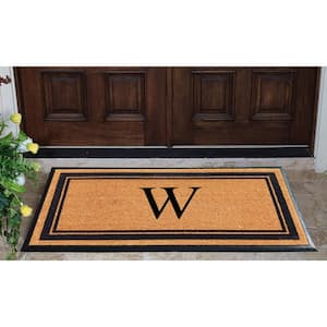 A1HC Markham Picture Frame Black/Beige 30 in. x 60 in. Coir and Rubber Flocked Large Outdoor Monogrammed W Door Mat